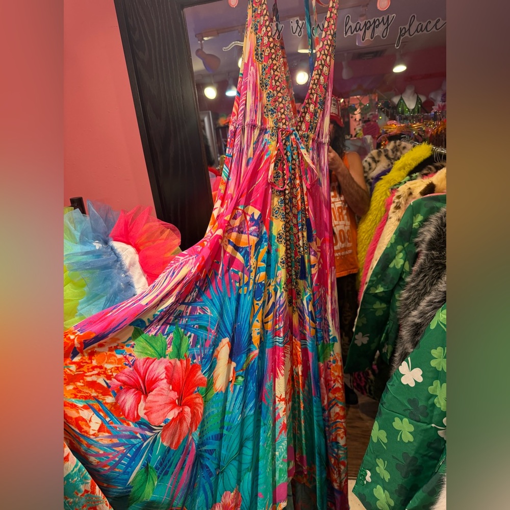 Key West Beach Vibes Manish Vaid Vibrant Multicolor Collector’s Maxi Dress